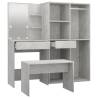 Dressing Table Set with LED - Concrete Grey Engineered Wood