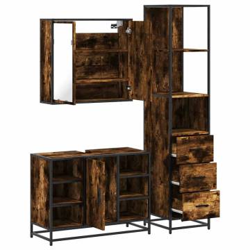 3 Piece Bathroom Furniture Set - Smoked Oak & Durable Design