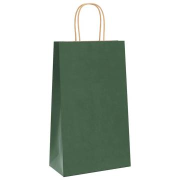 Eco-Friendly Green Paper Bags with Handles - 250 pcs | Hipomarket