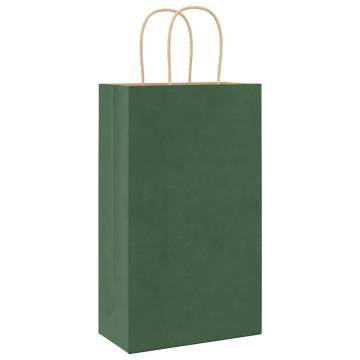 Eco-Friendly Green Paper Bags with Handles - 250 pcs | Hipomarket