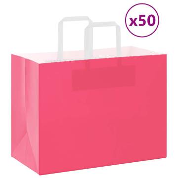 Pink Paper Bags with Handles - 50 pcs | Hipomarket UK