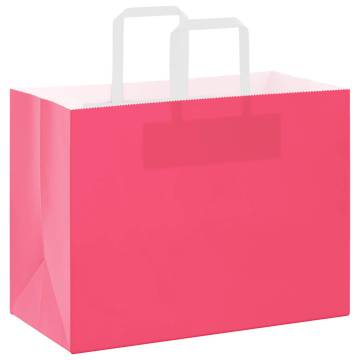 Pink Paper Bags with Handles - 50 pcs | Hipomarket UK