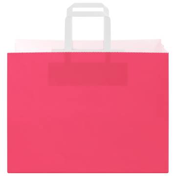 Pink Paper Bags with Handles - 50 pcs | Hipomarket UK