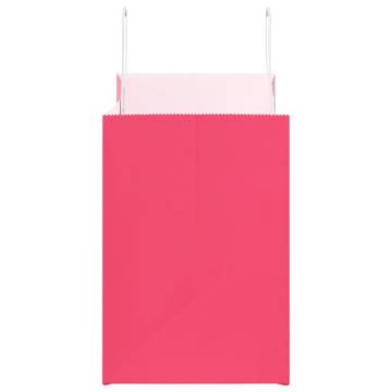 Pink Paper Bags with Handles - 50 pcs | Hipomarket UK