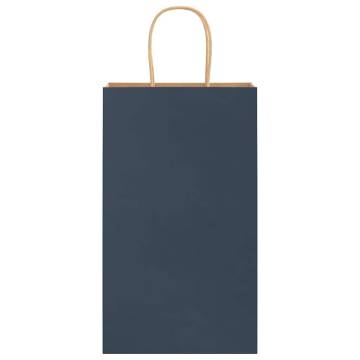 250 Blue Paper Bags with Handles | Eco-Friendly Packaging