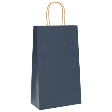 250 Blue Paper Bags with Handles | Eco-Friendly Packaging