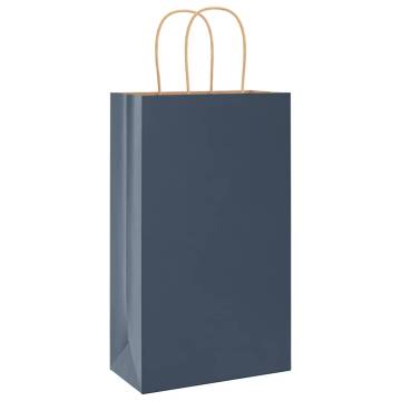 250 Blue Paper Bags with Handles | Eco-Friendly Packaging