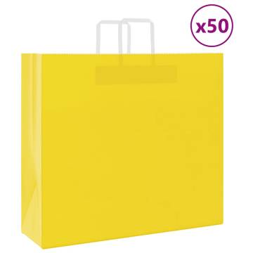 Eco-Friendly Yellow Paper Bags 50 pcs with Handles | HiPo Market