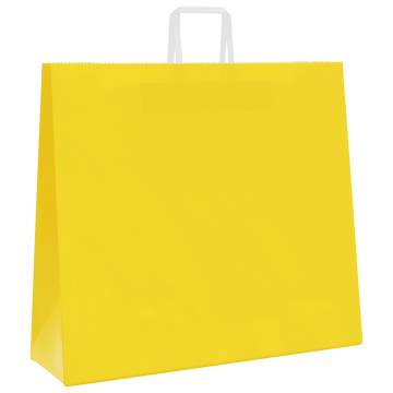 Eco-Friendly Yellow Paper Bags 50 pcs with Handles | HiPo Market