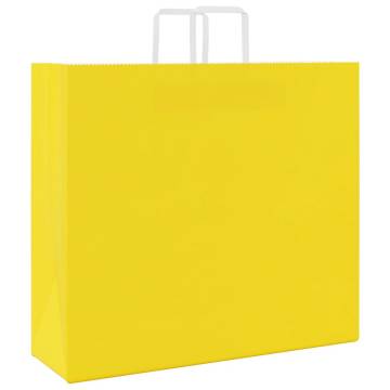 Eco-Friendly Yellow Paper Bags 50 pcs with Handles | HiPo Market