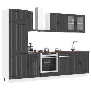 8 Piece Kalmar Black Kitchen Cabinet Set | Durable Storage Solution