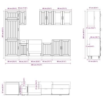 8 Piece Kalmar Black Kitchen Cabinet Set | Durable Storage Solution