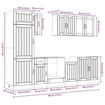 8 Piece Kalmar Black Kitchen Cabinet Set | Durable Storage Solution