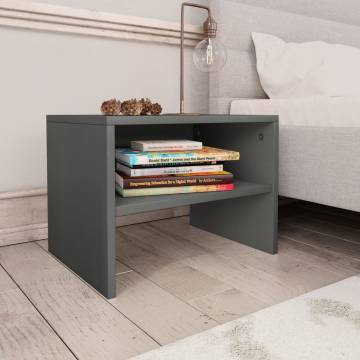 Grey Bedside Cabinet 40x30 cm | Engineered Wood Nightstand