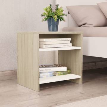 Elegant White & Sonoma Oak Bedside Cabinet | Hipomarket UK