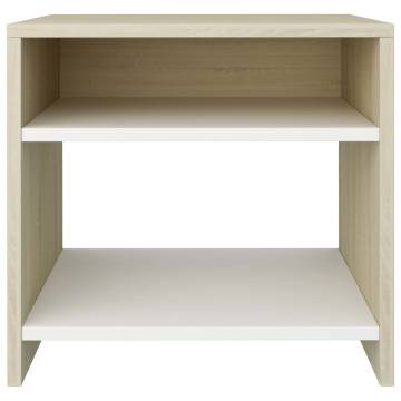 Elegant White & Sonoma Oak Bedside Cabinet | Hipomarket UK