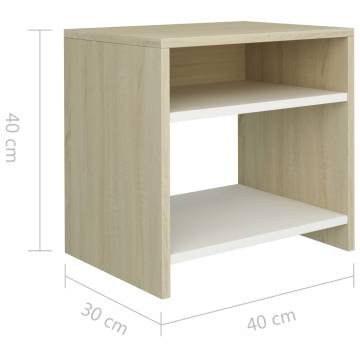 Elegant White & Sonoma Oak Bedside Cabinet | Hipomarket UK