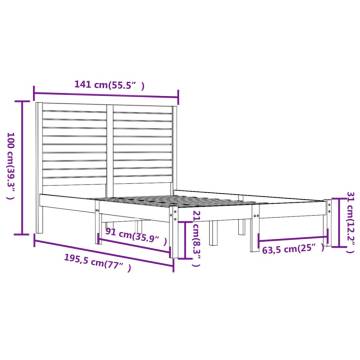 Bed Frame Solid Wood 135x190 cm Double | HipoMarket