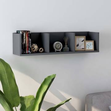 Stylish Grey CD Wall Shelf - 75x18x18 cm | Hipo Market