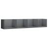 Stylish CD Wall Shelf - High Gloss Grey, 100x18x18 cm