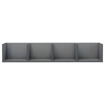 Stylish CD Wall Shelf - High Gloss Grey, 100x18x18 cm