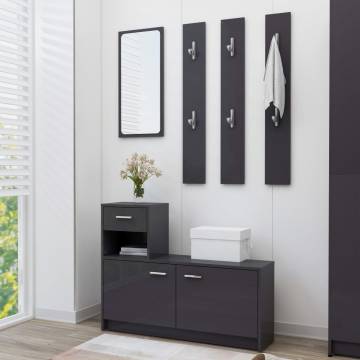 High Gloss Grey Hallway Unit - Stylish & Compact Design