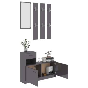 High Gloss Grey Hallway Unit - Stylish & Compact Design