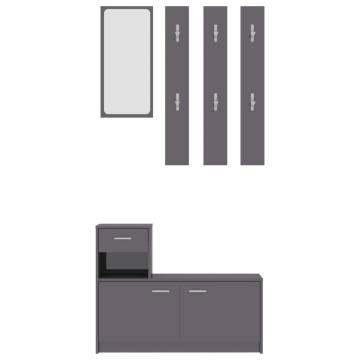 High Gloss Grey Hallway Unit - Stylish & Compact Design