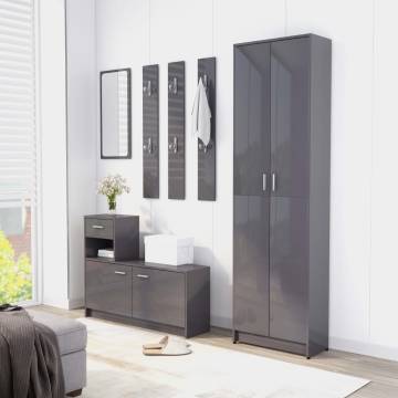 High Gloss Grey Hallway Unit - Stylish & Compact Design