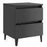 High Gloss Grey Bed Cabinet - Stylish Storage Solution