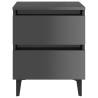 High Gloss Grey Bed Cabinet - Stylish Storage Solution