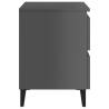 High Gloss Grey Bed Cabinet - Stylish Storage Solution