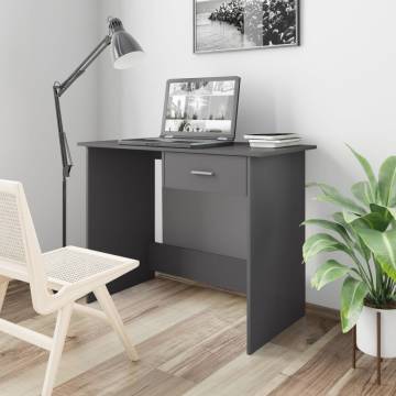 High Gloss Grey Desk 100x50 cm | Modern Engineered Wood