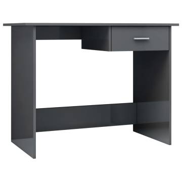 High Gloss Grey Desk 100x50 cm | Modern Engineered Wood