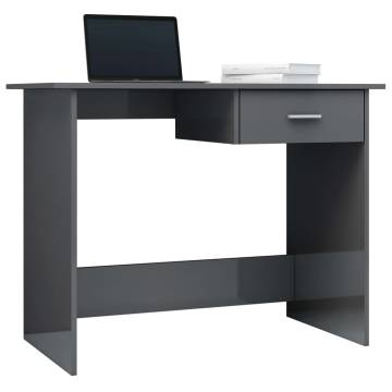 High Gloss Grey Desk 100x50 cm | Modern Engineered Wood