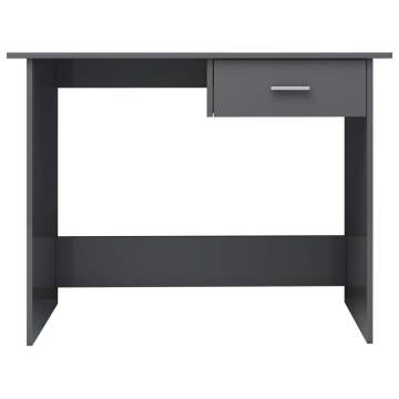 High Gloss Grey Desk 100x50 cm | Modern Engineered Wood