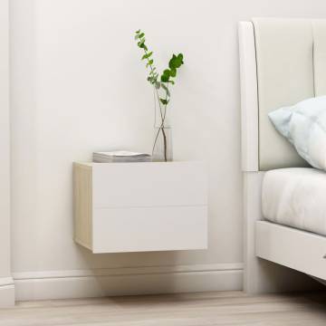 Elegant White and Sonoma Oak Bedside Cabinet - 40x30x30 cm