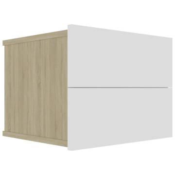 Elegant White and Sonoma Oak Bedside Cabinet - 40x30x30 cm