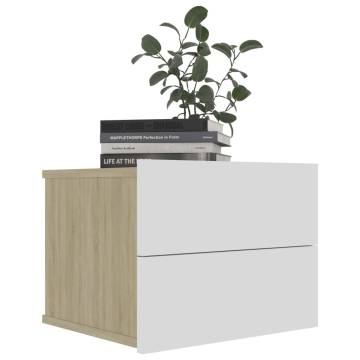 Elegant White and Sonoma Oak Bedside Cabinet - 40x30x30 cm