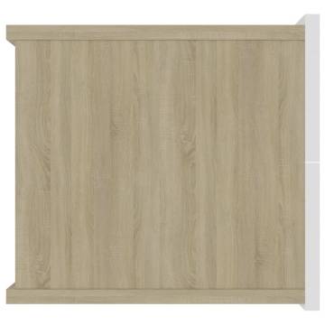 Elegant White and Sonoma Oak Bedside Cabinet - 40x30x30 cm