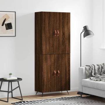 Stylish Highboard Brown Oak - 69.5x34x180 cm