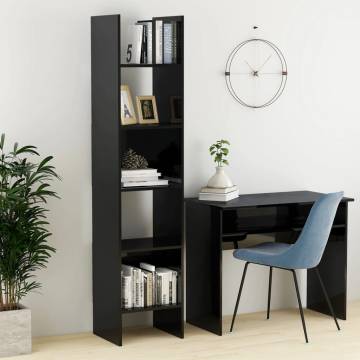 High Gloss Black Book Cabinet - 40x35x180 cm Engineered Wood