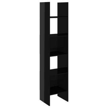 High Gloss Black Book Cabinet - 40x35x180 cm Engineered Wood