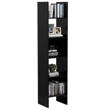 High Gloss Black Book Cabinet - 40x35x180 cm Engineered Wood