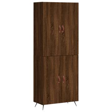 Stylish Highboard Brown Oak - 69.5x34x180 cm