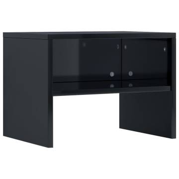 Stylish High Gloss Black Bedside Cabinets - 2 pcs Set