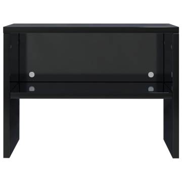 Stylish High Gloss Black Bedside Cabinets - 2 pcs Set