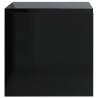 Stylish High Gloss Black Bedside Cabinets - 2 pcs Set