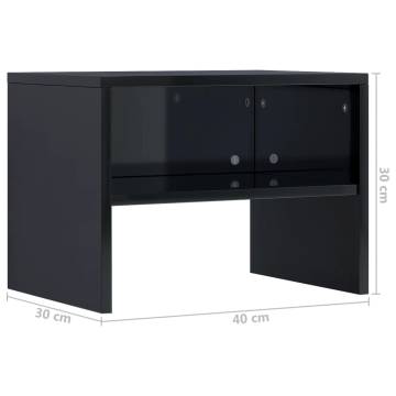 Stylish High Gloss Black Bedside Cabinets - 2 pcs Set