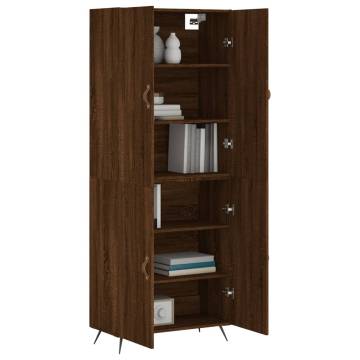 Stylish Highboard Brown Oak - 69.5x34x180 cm